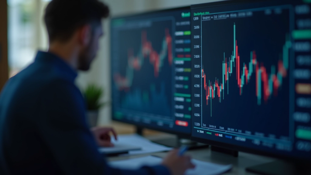Gráfico de análise técnica com indicadores financeiros